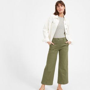 The Wide Leg Crop Utility Pant - Green 0